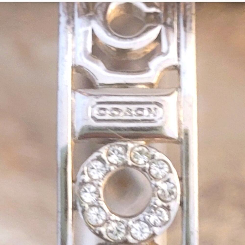 Coach Rare Silver & Crystal Cut-Out Bangle Bracelet with Dust Bag EUC MSRP $150 - Picture 5 of 10